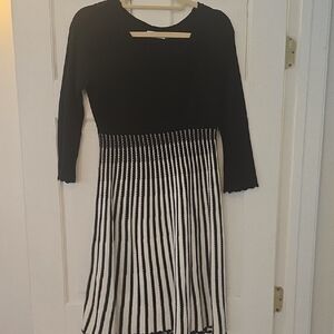 Calvin Klein Collection Black and White Long Sleeve Dress